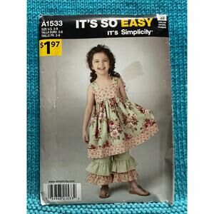 Simplicity Sewing pattern 1533 Girls dress  pants size 3-6